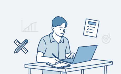 印刷用データを作成する社員のイメージイラスト